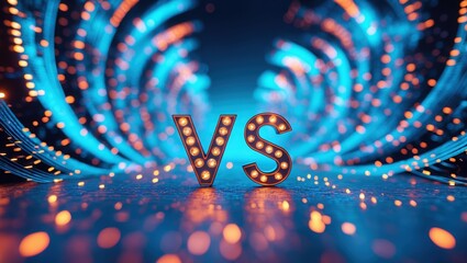 Vibrant Neon 'VS' Marquee for Dynamic Competitions versus, vs,