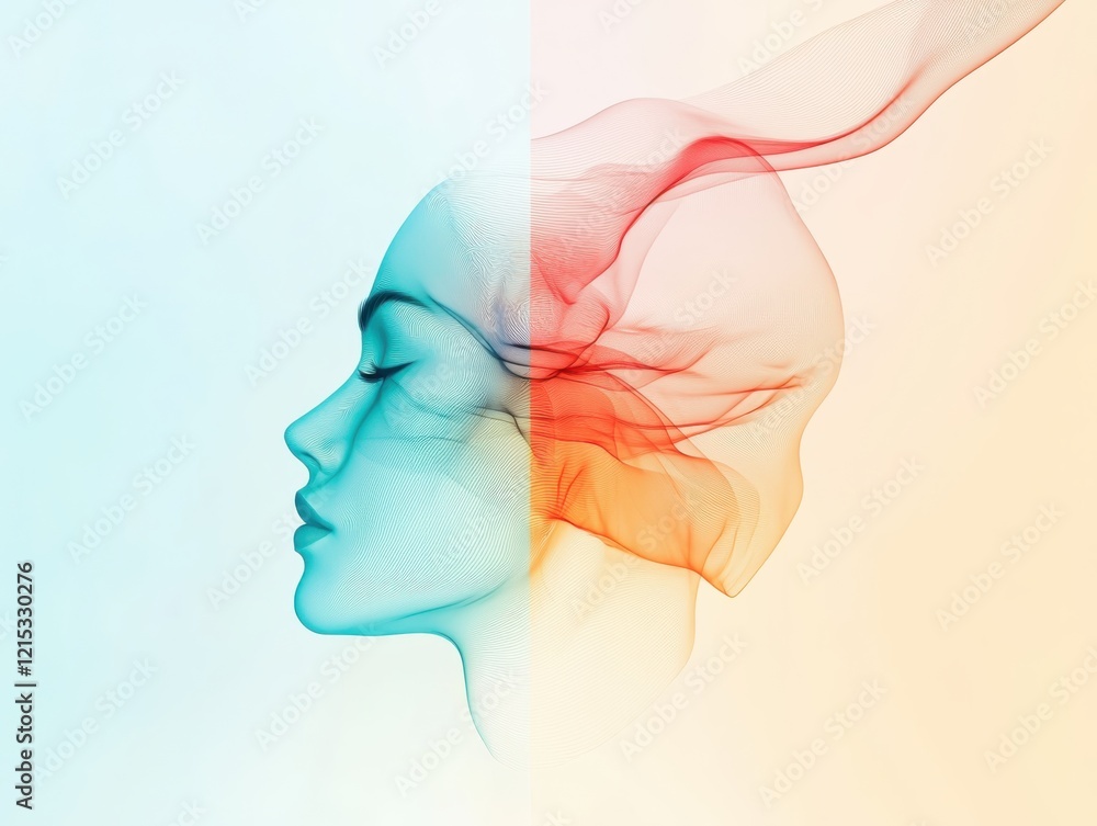 Poster minimalist artistic expression abstract gradient background digital art simple design side profile b