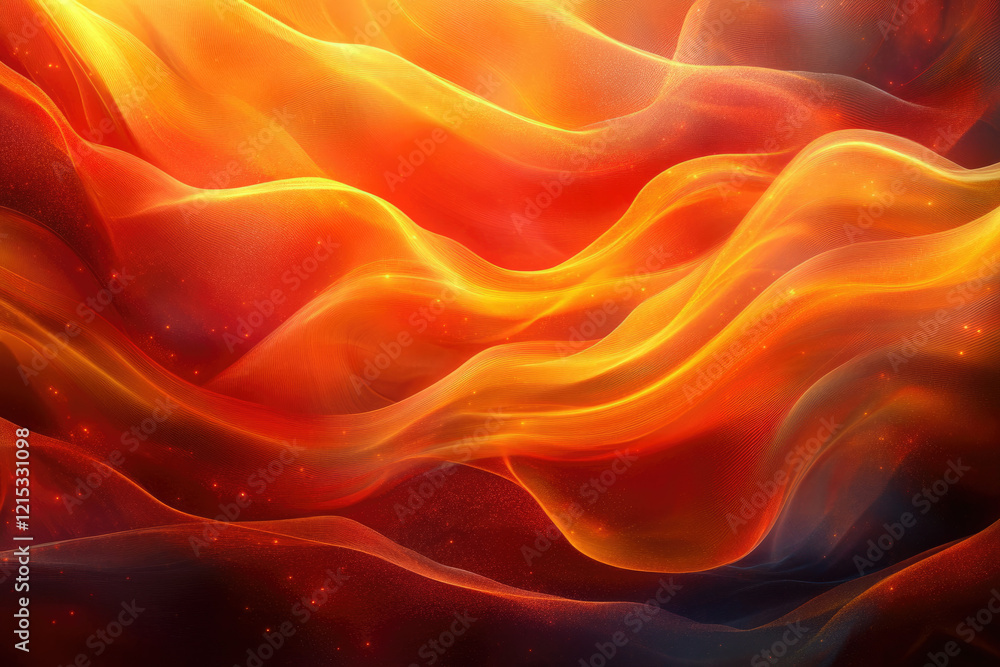 Aufkleber Abstract fiery orange waves with glowing particles, creating a dynamic and energetic visual.