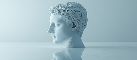 Serene Male Bust Reflects in Minimalist Studio