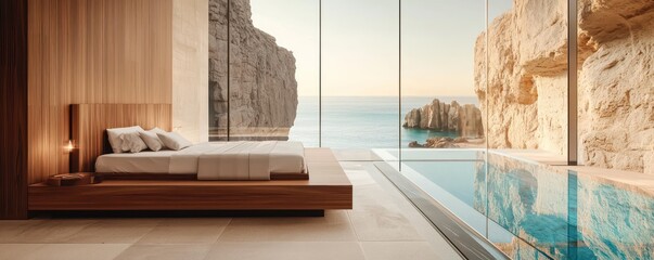 A tranquil bedroom with an azure view