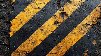 Fototapeta premium Black and yellow caution tape striped warning sign