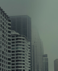 Obraz premium skyscrapers dense fog miami 