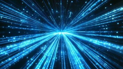 Abstract Blue Light Rays Converging in a Burst