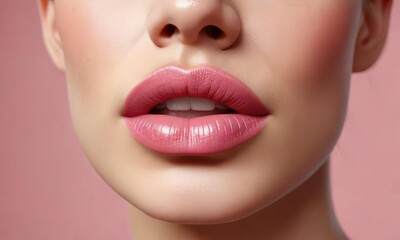 Naklejka premium Creamy lipstick with soft pink shade and smooth texture, pink lipstick, creamy formula