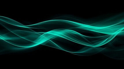Fototapeta premium Black dark light jade petrol teal cyan sea blue green abstract wave wavy line background Ombre gradient
