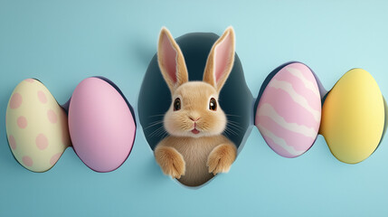 Fototapeta premium easter bunny with easter eggs