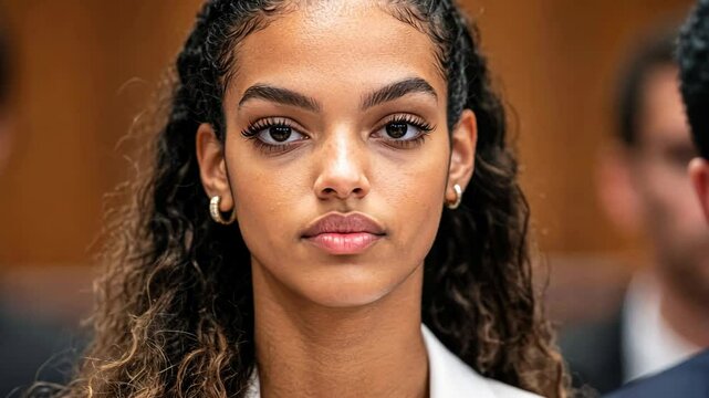 Confident businesswoman listening intently during important meeting