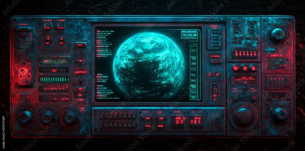Poster a sleek, modern software screen for space missions that displays dynamic celestial data, orbit track