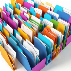 Obraz premium Colorful file folders organized for productivity