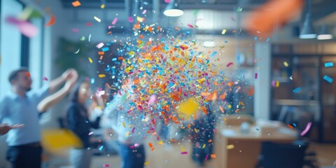 colorful explosion of confetti on corporate working hours