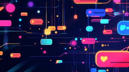 Obraz premium Glowing shapes and lines on a dark background.