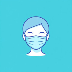 Flat illustration of blue human face mask.