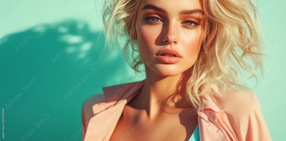 Poster a pastel gradient transitioning from light peach to soft teal, with its gentle hues creating a calmi