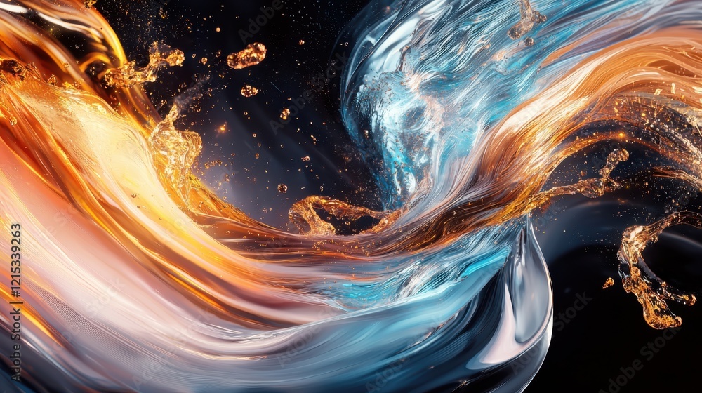 Poster dynamic flow of digital data abstract background digital art tech-inspired fluid shapes gigapixel re