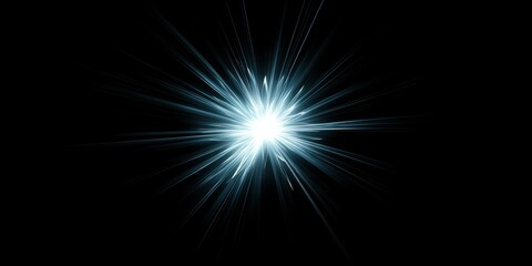 A high-tech, laser-like lens flare with sharp white and icy blue beams cutting through a pitch-black background, ideal for tech, gadgets, or innovation-themed visuals
