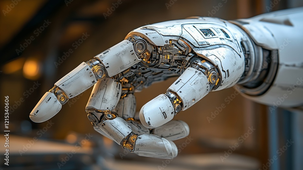 Poster in the realm of precision engineering, a robotic joint emphasizes detailed mechanics and advanced co