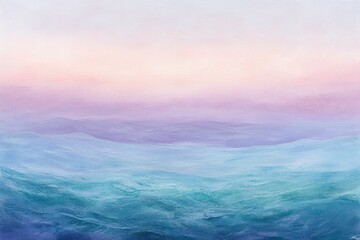 Soft gradient of sky over blue painted waves.