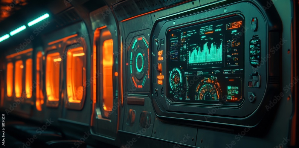 Poster a digital transportation ui with real-time data feeds, interactive route mapping, and sophisticated 