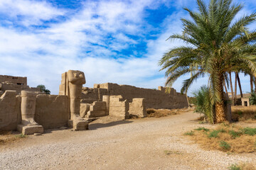Weathered Stones and Ruins at the Outer Walls of Luxor Temple Revealing the Rich History of Ancient Egy