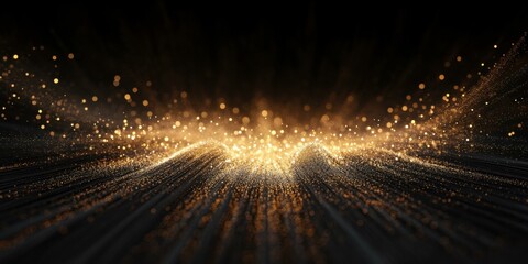 A subtle, artistic lens flare with golden rays of light diffusing outward across a black background, creating an abstract, high-end aesthetic suitable for fine art or luxury product designs