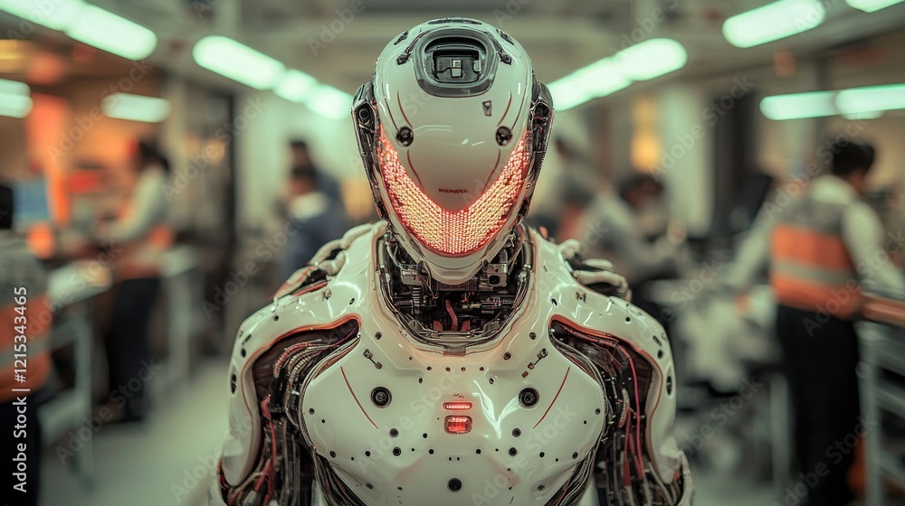 Poster in a high-quality snapshot, engineers in a robotics laboratory are seen working together passionatel