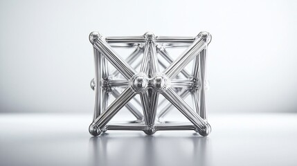 Chrome cube structure, studio shot, reflective surface, white background,  tech design