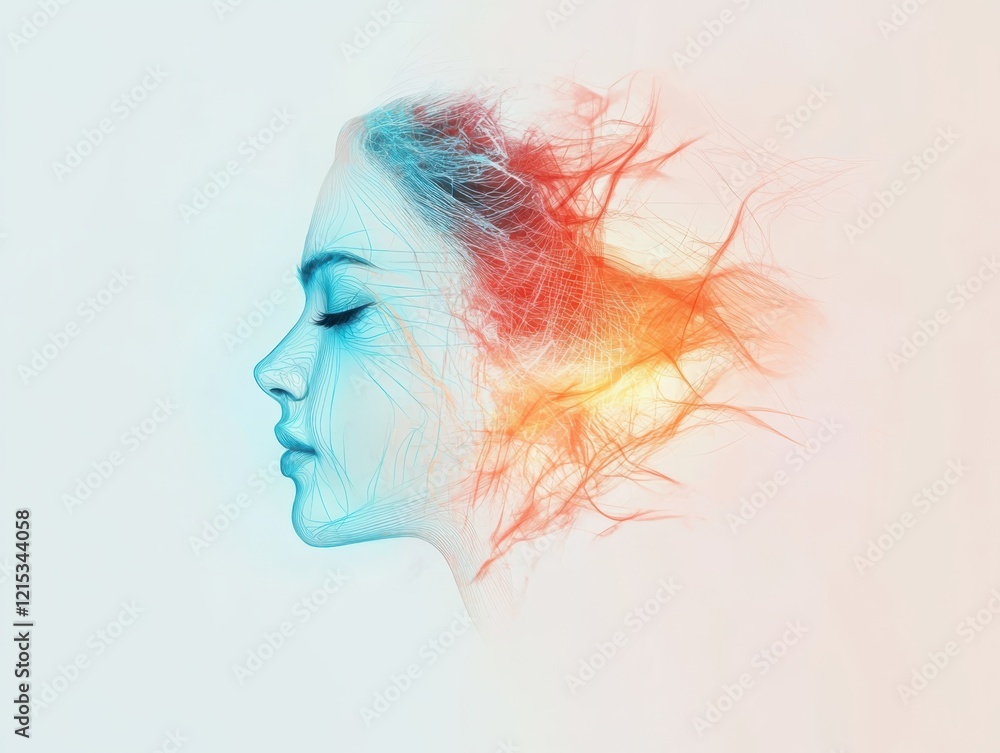 Poster minimalist line drawing portrait artistic gigapixel creation soft gradient background emphasizing si