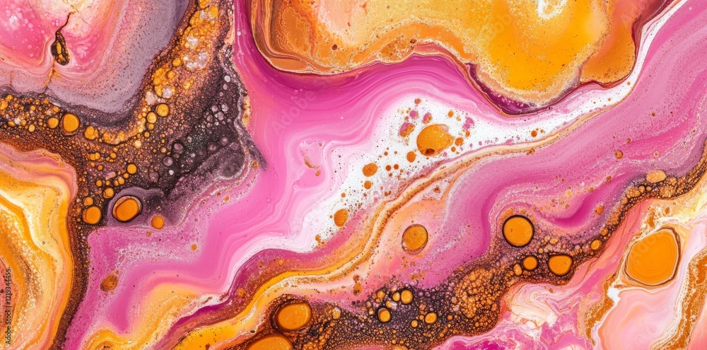 Poster a mesmerizing scene of abstract art, where organic shapes and vivid colors interact in a dynamic, ri