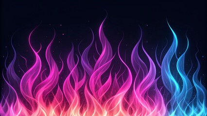 Fototapeta premium Vibrant neon flames on black background with pink and blue hues