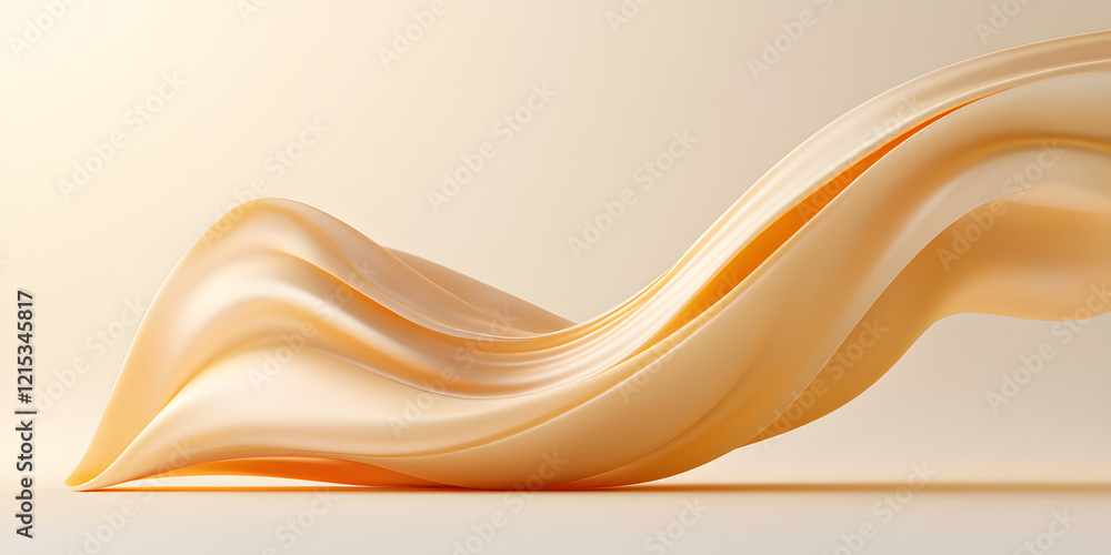Poster abstract flowing beige fabric. smooth, elegant curves create a luxurious, modern design element. per