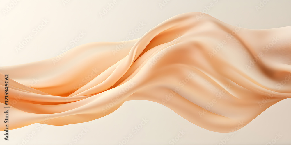 Aufkleber flowing peach-colored fabric creating elegant, abstract shapes. soft, luxurious texture and gentle c