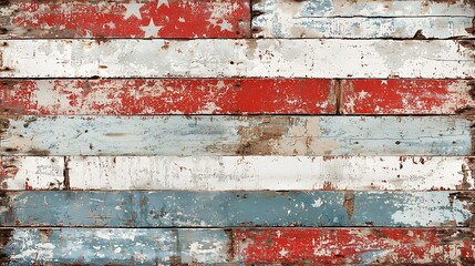 Americana rustic wall texture with faded red white and blue wood pattern