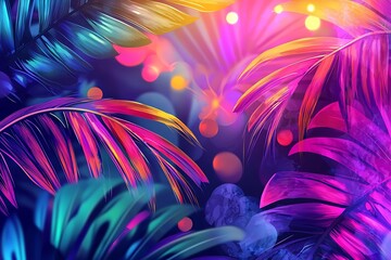 Havana nights tropical party graphic with glowing lights and vibrant colors