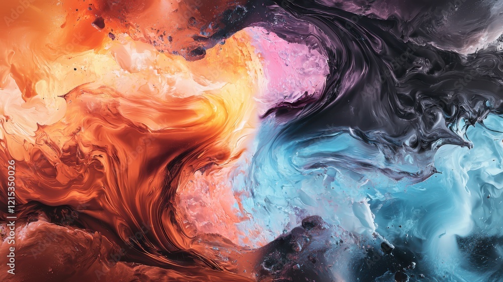 Poster dynamic abstract background with vibrant colors and swirling shapes digital art studio high-resoluti