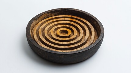 Wooden concentric circle bowl, studio shot, white background, home decor