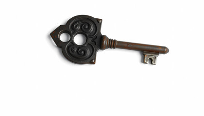 Vintage key with a decorative handle and intricate details.