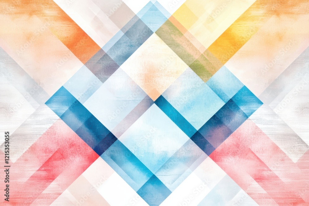 Poster geometric pattern art featuring sharp angles and soft pastels in a minimalist style abstract design 