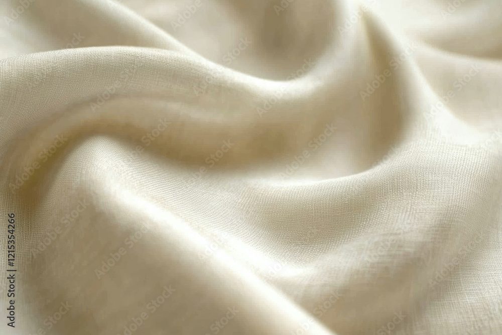 Poster cream-colored fabric with soft, flowing folds, showcasing its texture and drape.