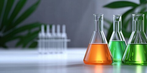 Experimenting with colorful solutions laboratory scientific experiment indoors close-up chemistry innovations