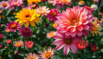Vibrant flowers blooming in a spring garden