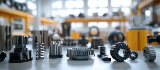 Precision gears workshop table, factory background
