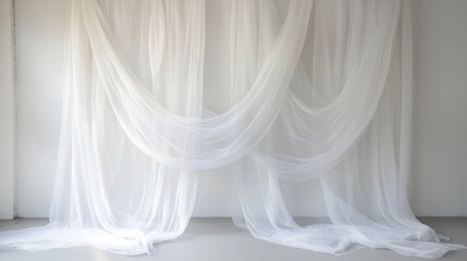 White tulle drapery for background