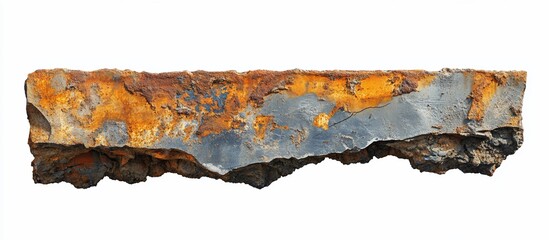 Rusted metal bar, isolated, textured, decay, white background, design element