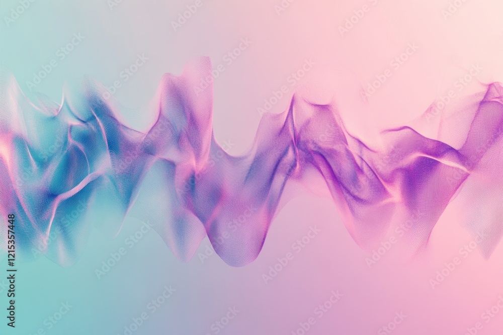 Poster colorful wave patterns creating a soft abstract design in pastel tones