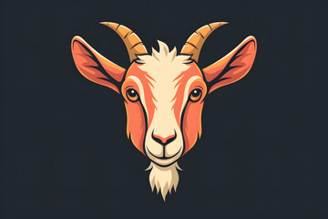 Flat colorful logo of a cute goat in cartoon style
