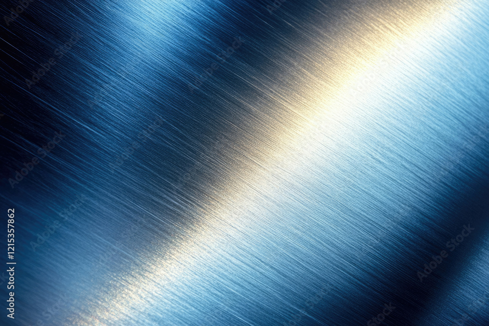 Aufkleber close-up of brushed metal surface with a diagonal light gradient, showcasing texture and shine.