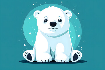 Flat colorful logo of a cute polar bear in cartoon style
