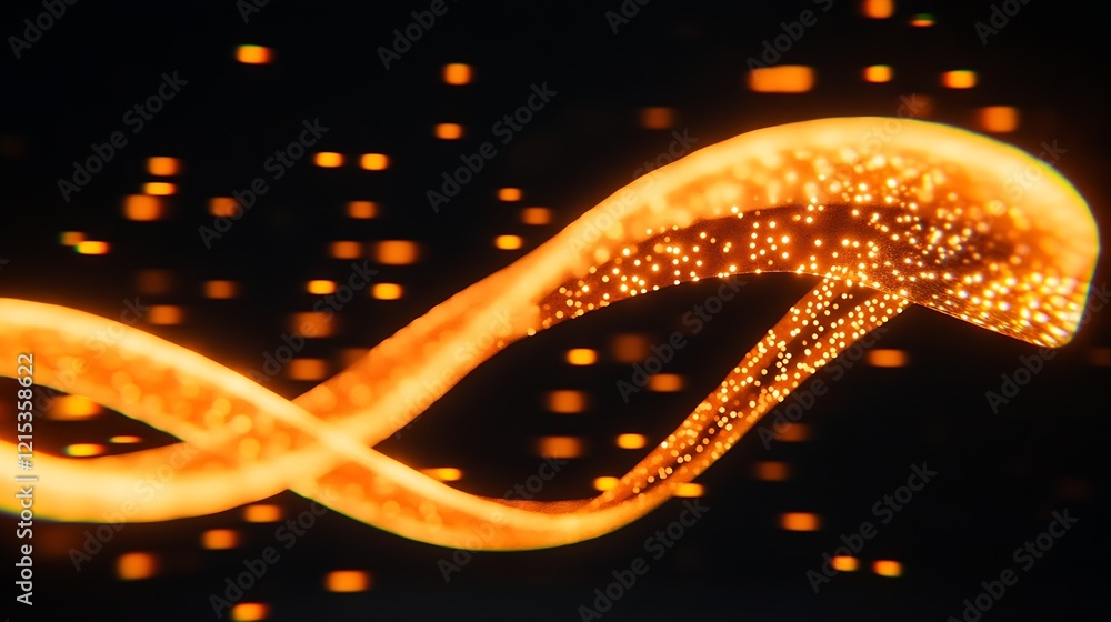 Fototapete abstract glowing orange infinity loop with sparkling light particles : generative ai