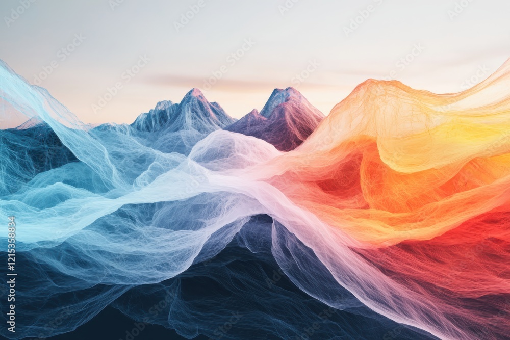 Poster fluid motion and organic shapes abstract background digital art vibrant gradients dynamic environmen